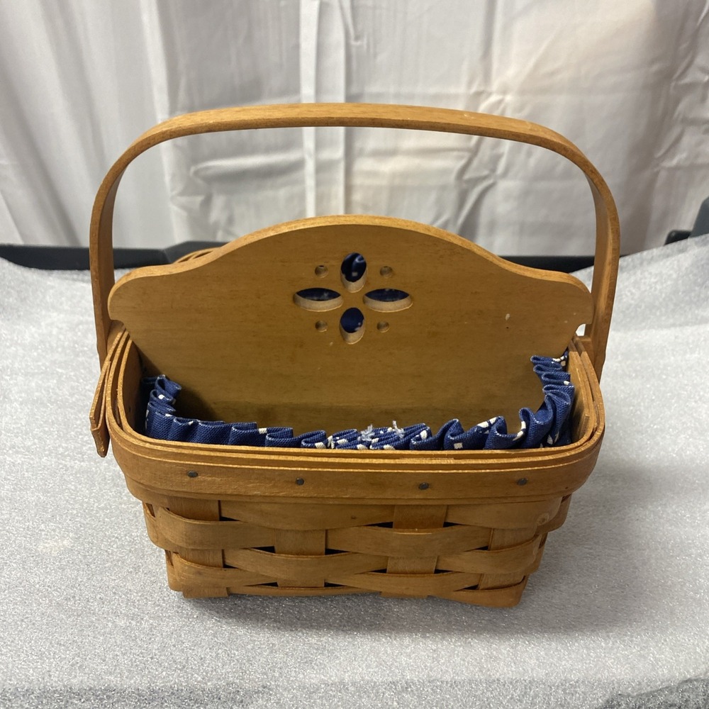 longerberger square basket with handle with divider 7.5"x7"x 3.5" with cloth l